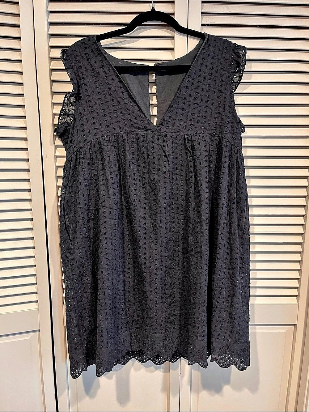 Black Eyelet Mini Dress Like New
